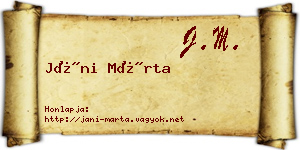 Jáni Márta névjegykártya